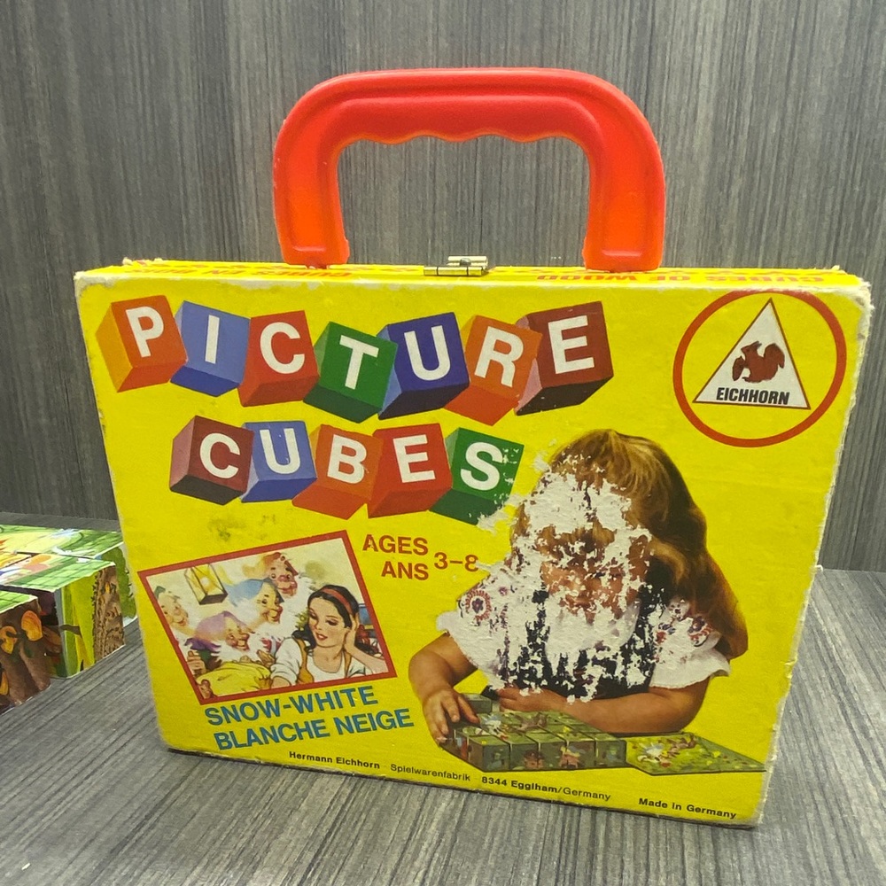 Wooden Toy Block Picture Cubes Vintage Snow White Cinderella - Picture 3 of 16